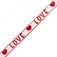 Schmuckband mit Tekst "Love" White-red